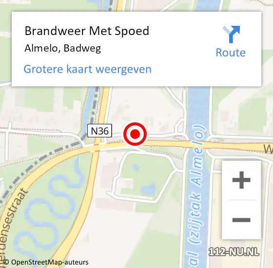 Locatie op kaart van de 112 melding: Brandweer Met Spoed Naar Almelo, Badweg op 23 november 2020 11:16