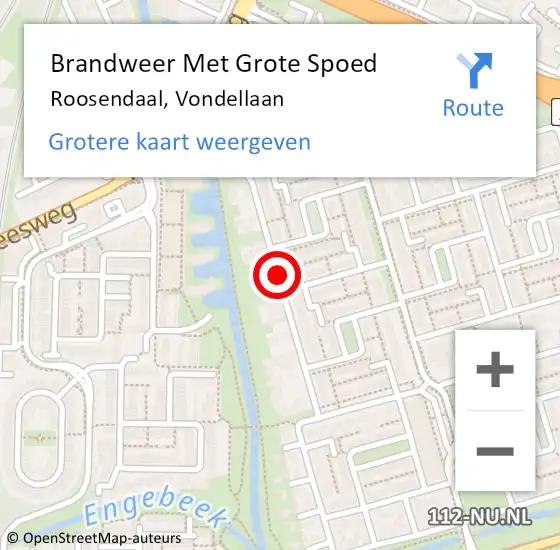 Locatie op kaart van de 112 melding: Brandweer Met Grote Spoed Naar Roosendaal, Vondellaan op 23 november 2020 11:34