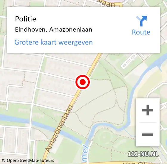 Locatie op kaart van de 112 melding: Politie Eindhoven, Amazonenlaan op 23 november 2020 12:00