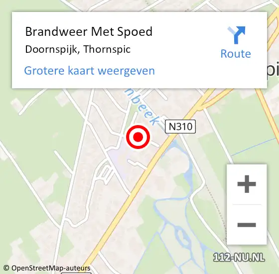 Locatie op kaart van de 112 melding: Brandweer Met Spoed Naar Doornspijk, Thornspic op 23 november 2020 12:42