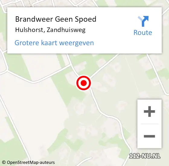 Locatie op kaart van de 112 melding: Brandweer Geen Spoed Naar Hulshorst, Zandhuisweg op 23 november 2020 13:26