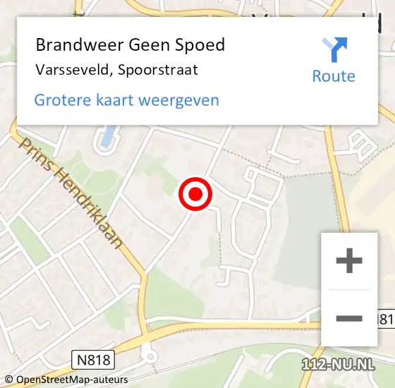Locatie op kaart van de 112 melding: Brandweer Geen Spoed Naar Varsseveld, Spoorstraat op 23 november 2020 13:40