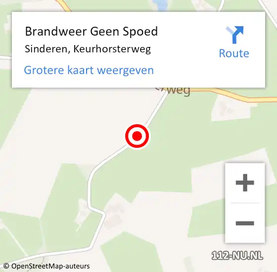 Locatie op kaart van de 112 melding: Brandweer Geen Spoed Naar Sinderen, Keurhorsterweg op 23 november 2020 13:45