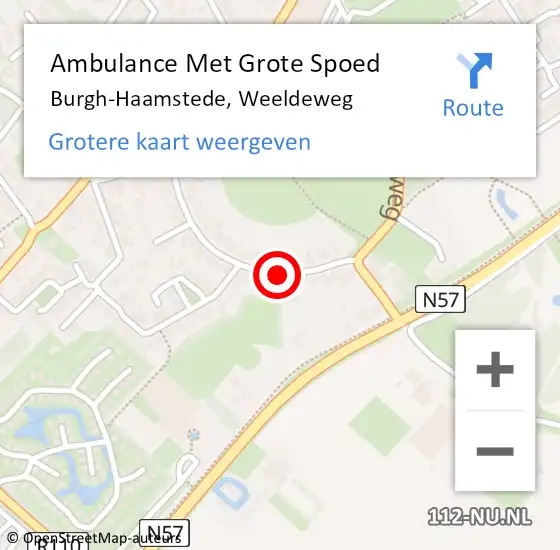 Locatie op kaart van de 112 melding: Ambulance Met Grote Spoed Naar Burgh-Haamstede, Weeldeweg op 23 november 2020 14:16