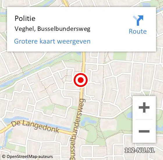 Locatie op kaart van de 112 melding: Politie Veghel, Busselbundersweg op 23 november 2020 15:21