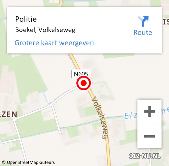 Locatie op kaart van de 112 melding: Politie Boekel, Volkelseweg op 23 november 2020 16:25