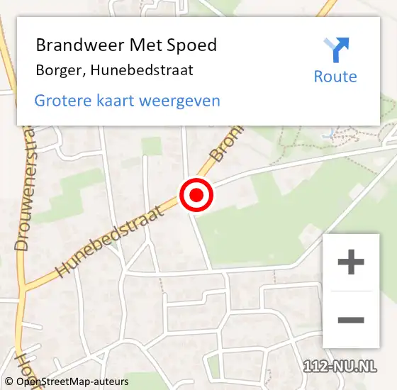 Locatie op kaart van de 112 melding: Brandweer Met Spoed Naar Borger, Hunebedstraat op 23 november 2020 16:45