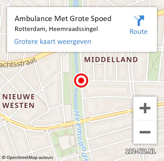 Locatie op kaart van de 112 melding: Ambulance Met Grote Spoed Naar Rotterdam, Heemraadssingel op 23 november 2020 16:53