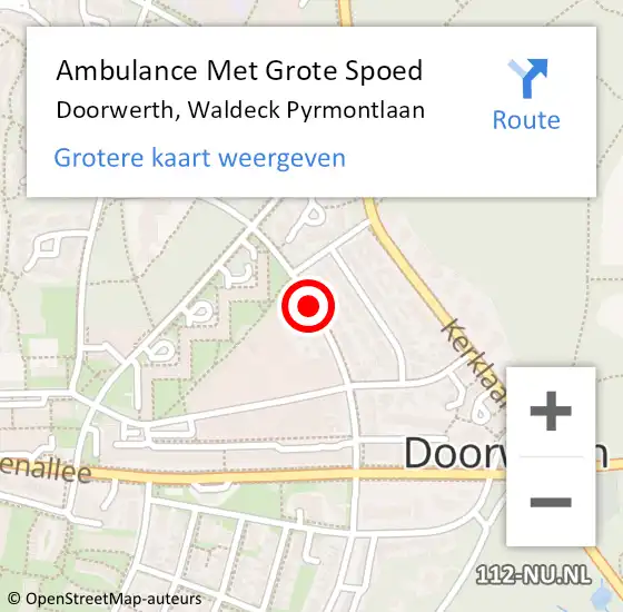 Locatie op kaart van de 112 melding: Ambulance Met Grote Spoed Naar Doorwerth, Waldeck Pyrmontlaan op 23 november 2020 16:58