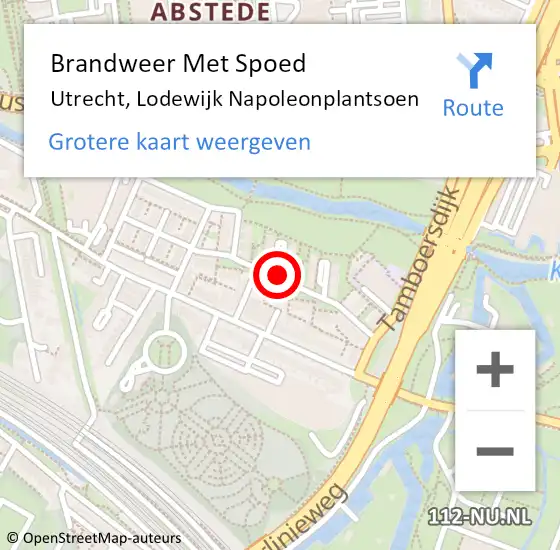 Locatie op kaart van de 112 melding: Brandweer Met Spoed Naar Utrecht, Lodewijk Napoleonplantsoen op 23 november 2020 17:00