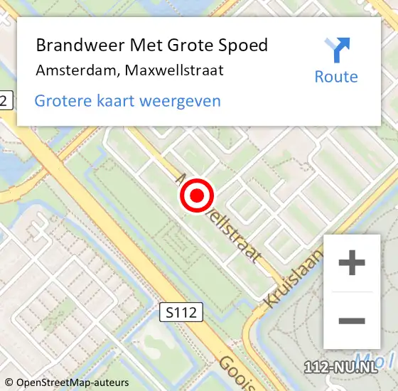 Locatie op kaart van de 112 melding: Brandweer Met Grote Spoed Naar Amsterdam, Maxwellstraat op 23 november 2020 17:25