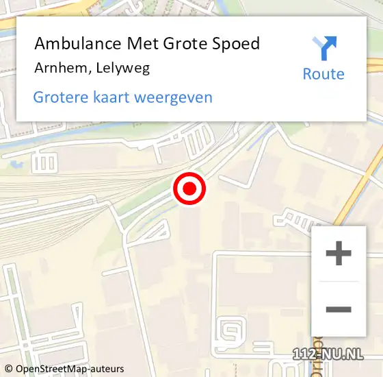 Locatie op kaart van de 112 melding: Ambulance Met Grote Spoed Naar Arnhem, Lelyweg op 23 november 2020 18:27