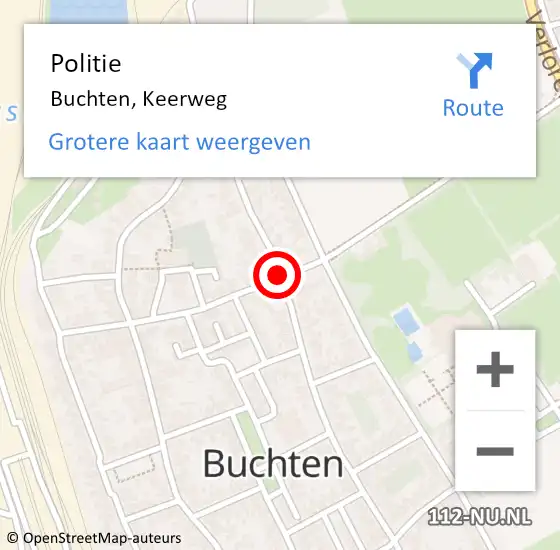 Locatie op kaart van de 112 melding: Politie Buchten, Keerweg op 24 november 2020 07:58