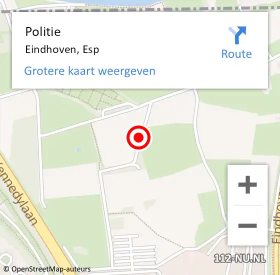 Locatie op kaart van de 112 melding: Politie Eindhoven, Esp op 24 november 2020 08:00