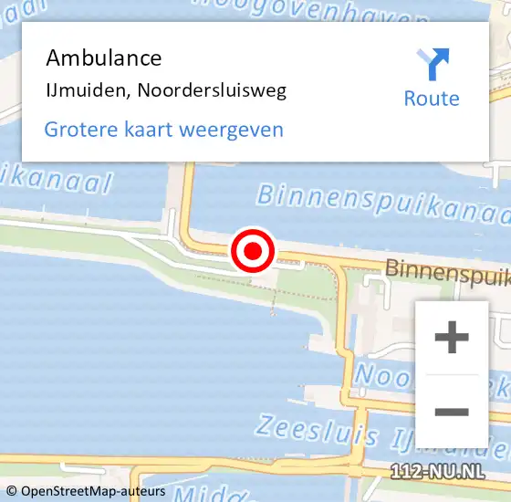Locatie op kaart van de 112 melding: Ambulance IJmuiden, Noordersluisweg op 24 november 2020 09:59
