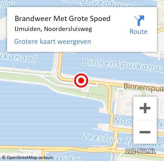 Locatie op kaart van de 112 melding: Brandweer Met Grote Spoed Naar IJmuiden, Noordersluisweg op 24 november 2020 10:02