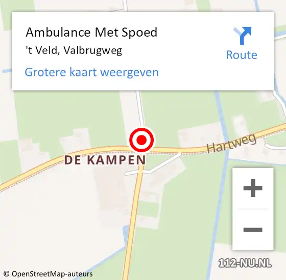 Locatie op kaart van de 112 melding: Ambulance Met Spoed Naar 't Veld, Valbrugweg op 25 november 2020 10:06