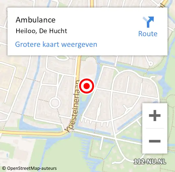 Locatie op kaart van de 112 melding: Ambulance Heiloo, De Hucht op 25 november 2020 12:28