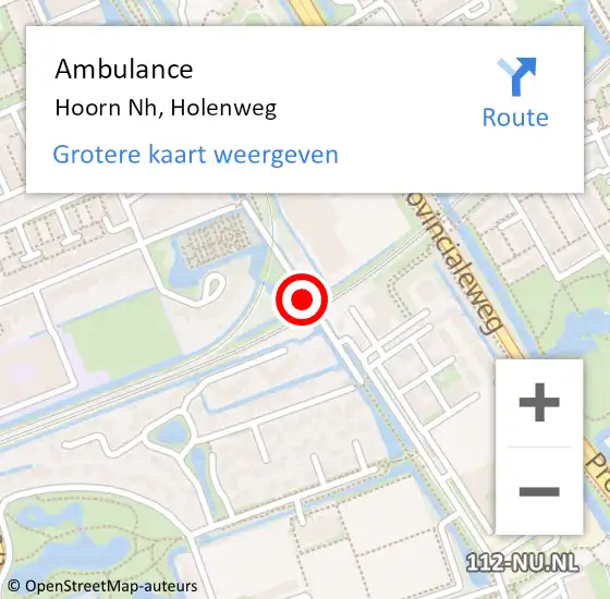Locatie op kaart van de 112 melding: Ambulance Hoorn Nh, Holenweg op 25 november 2020 14:34