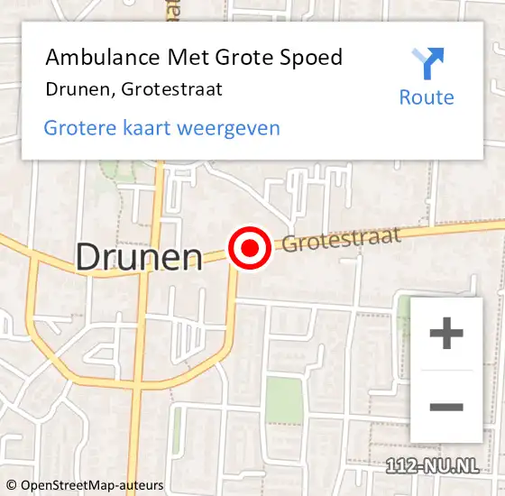 Locatie op kaart van de 112 melding: Ambulance Met Grote Spoed Naar Drunen, Grotestraat op 25 november 2020 19:09
