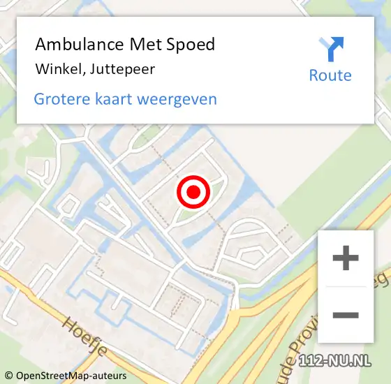 Locatie op kaart van de 112 melding: Ambulance Met Spoed Naar Winkel, Juttepeer op 25 november 2020 20:21