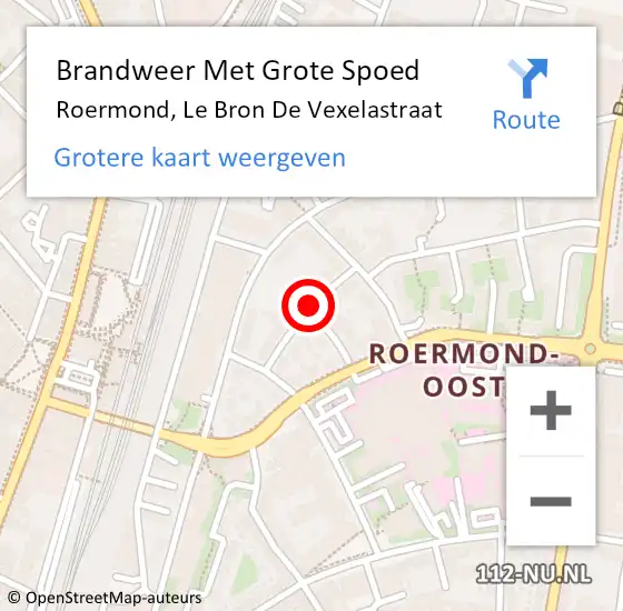Locatie op kaart van de 112 melding: Brandweer Met Grote Spoed Naar Roermond, Le Bron De Vexelastraat op 25 november 2020 22:06