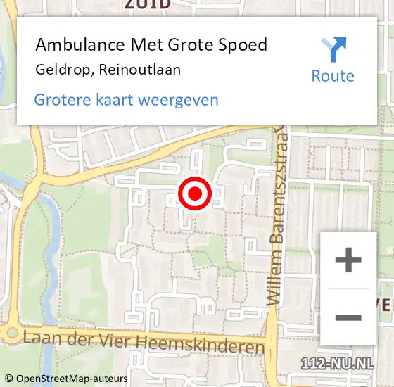Locatie op kaart van de 112 melding: Ambulance Met Grote Spoed Naar Geldrop, Reinoutlaan op 26 november 2020 01:50