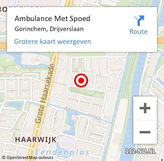 Locatie op kaart van de 112 melding: Ambulance Met Spoed Naar Gorinchem, Drijverslaan op 26 november 2020 05:01