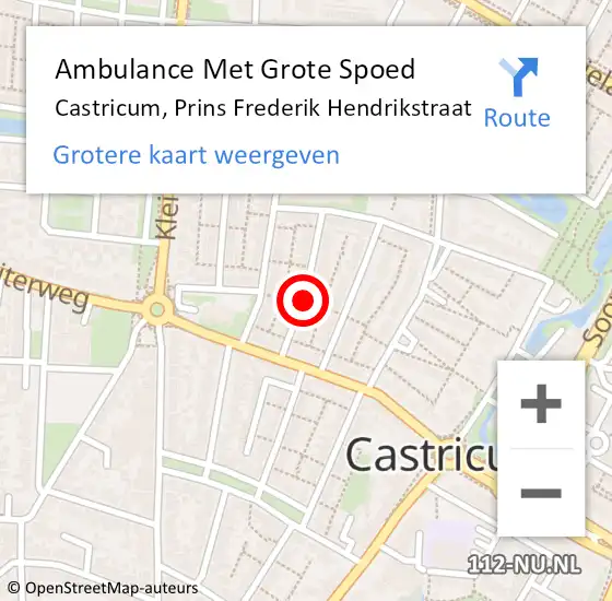 Locatie op kaart van de 112 melding: Ambulance Met Grote Spoed Naar Castricum, Prins Frederik Hendrikstraat op 26 november 2020 17:24