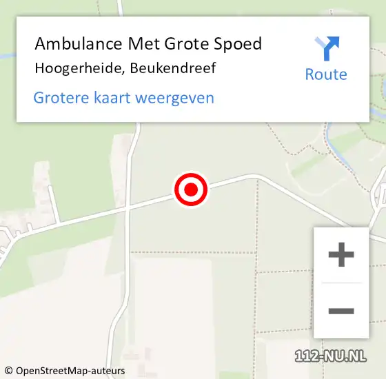 Locatie op kaart van de 112 melding: Ambulance Met Grote Spoed Naar Hoogerheide, Beukendreef op 27 november 2020 09:18
