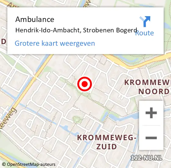 Locatie op kaart van de 112 melding: Ambulance Hendrik-Ido-Ambacht, Strobenen Bogerd op 27 november 2020 13:20