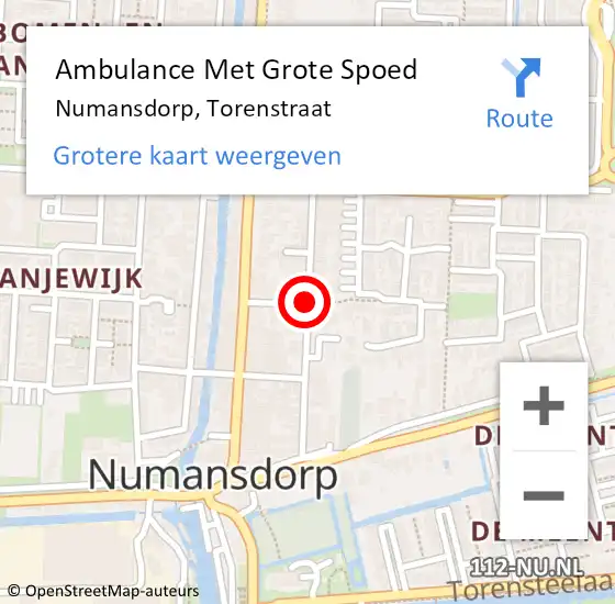 Locatie op kaart van de 112 melding: Ambulance Met Grote Spoed Naar Numansdorp, Torenstraat op 27 november 2020 13:36