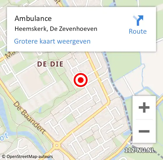 Locatie op kaart van de 112 melding: Ambulance Heemskerk, De Zevenhoeven op 27 november 2020 13:58