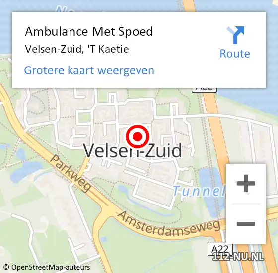 Locatie op kaart van de 112 melding: Ambulance Met Spoed Naar Velsen-Zuid, 'T Kaetie op 27 november 2020 14:12