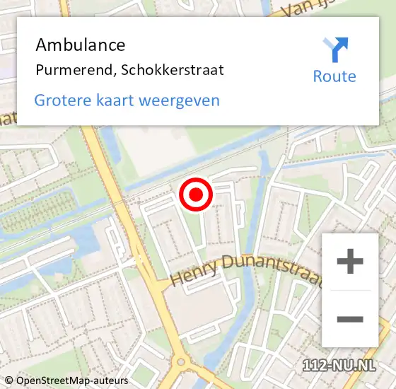 Locatie op kaart van de 112 melding: Ambulance Purmerend, Schokkerstraat op 27 november 2020 20:37
