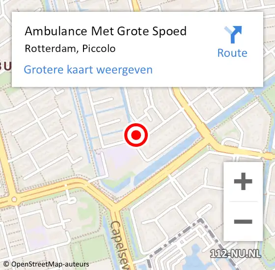 Locatie op kaart van de 112 melding: Ambulance Met Grote Spoed Naar Rotterdam, Piccolo op 27 november 2020 21:35