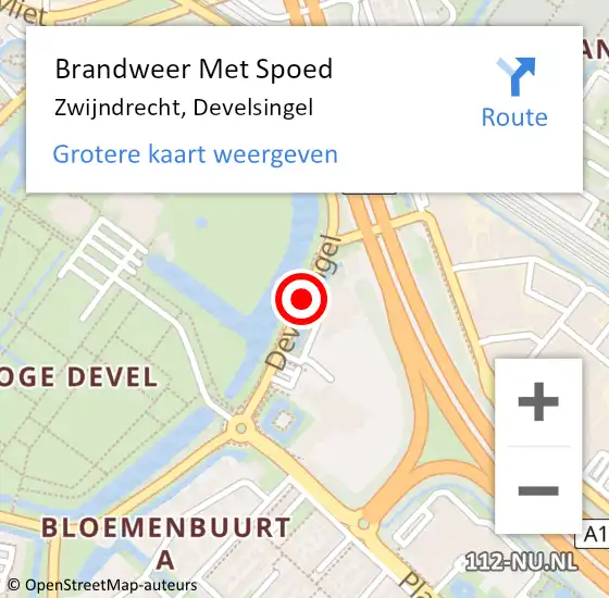 Locatie op kaart van de 112 melding: Brandweer Met Spoed Naar Zwijndrecht, Develsingel op 27 november 2020 21:49
