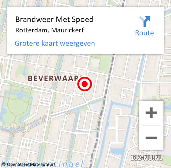 Locatie op kaart van de 112 melding: Brandweer Met Spoed Naar Rotterdam, Maurickerf op 27 november 2020 21:59