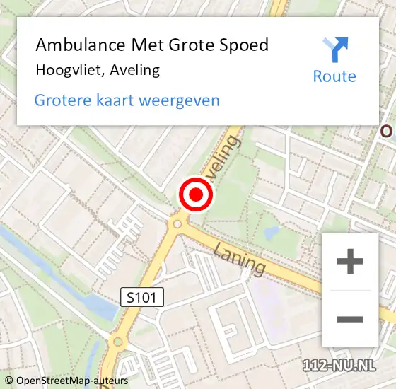 Locatie op kaart van de 112 melding: Ambulance Met Grote Spoed Naar Hoogvliet, Aveling op 27 november 2020 22:07
