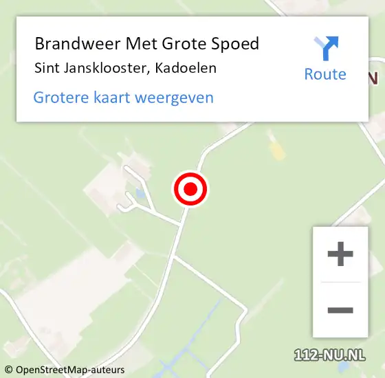 Locatie op kaart van de 112 melding: Brandweer Met Grote Spoed Naar Sint Jansklooster, Kadoelen op 27 november 2020 22:22