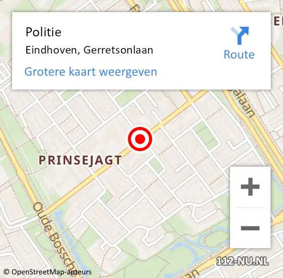 Locatie op kaart van de 112 melding: Politie Eindhoven, Gerretsonlaan op 28 november 2020 15:52