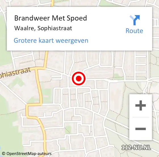 Locatie op kaart van de 112 melding: Brandweer Met Spoed Naar Waalre, Sophiastraat op 28 november 2020 16:09