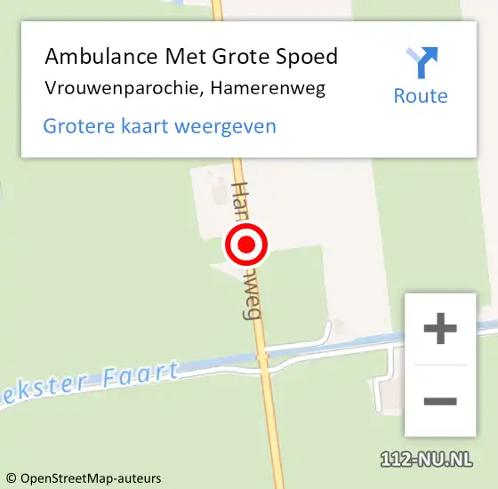 Locatie op kaart van de 112 melding: Ambulance Met Grote Spoed Naar Vrouwenparochie, Hamerenweg op 28 november 2020 17:54