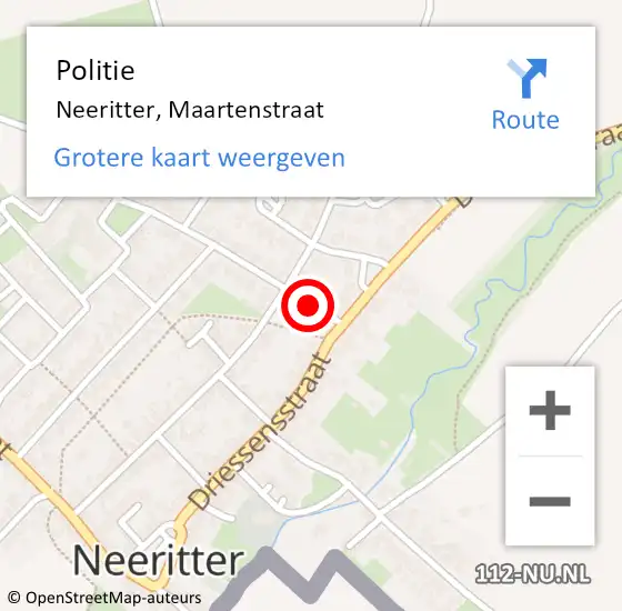 Locatie op kaart van de 112 melding: Politie Neeritter, Maartenstraat op 28 november 2020 18:14