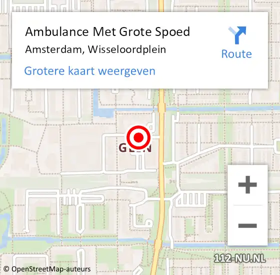Locatie op kaart van de 112 melding: Ambulance Met Grote Spoed Naar Amsterdam, Wisseloordplein op 28 november 2020 19:26