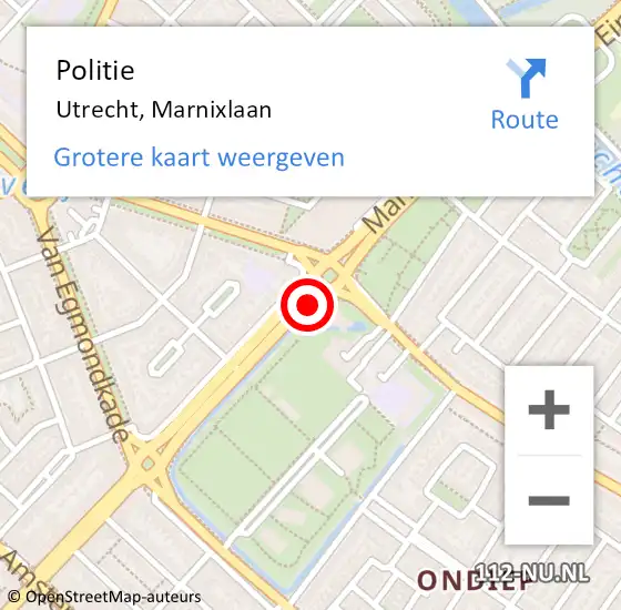 Locatie op kaart van de 112 melding: Politie Utrecht, Marnixlaan op 28 november 2020 20:34