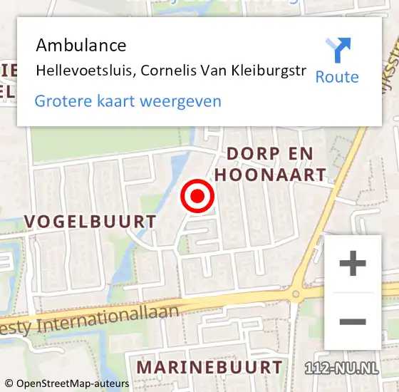 Locatie op kaart van de 112 melding: Ambulance Hellevoetsluis, Cornelis Van Kleiburgstr op 29 november 2020 09:52