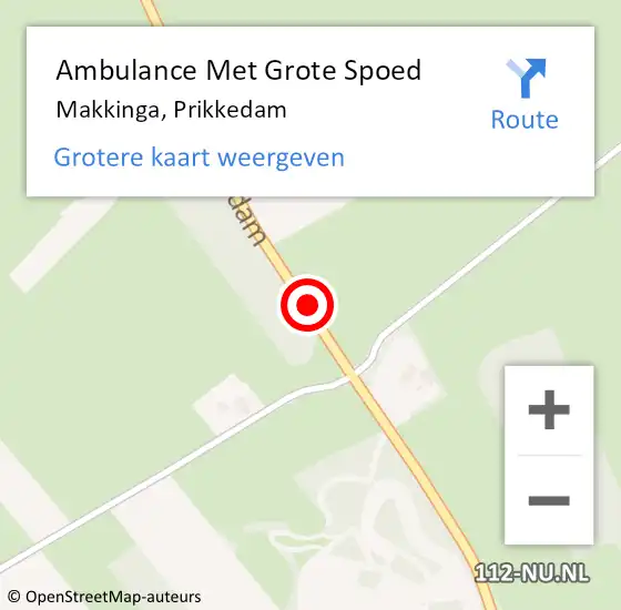 Locatie op kaart van de 112 melding: Ambulance Met Grote Spoed Naar Makkinga, Prikkedam op 29 november 2020 10:17
