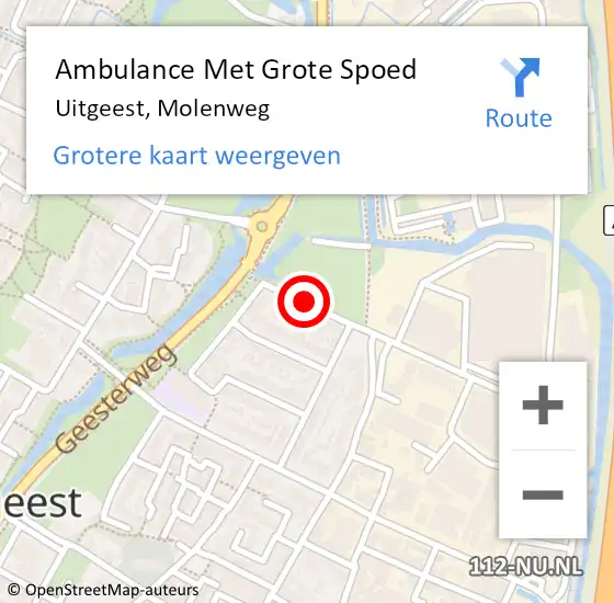 Locatie op kaart van de 112 melding: Ambulance Met Grote Spoed Naar Uitgeest, Molenweg op 29 november 2020 19:51