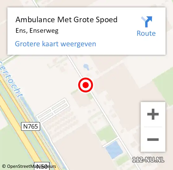 Locatie op kaart van de 112 melding: Ambulance Met Grote Spoed Naar Ens, Enserweg op 29 november 2020 22:59